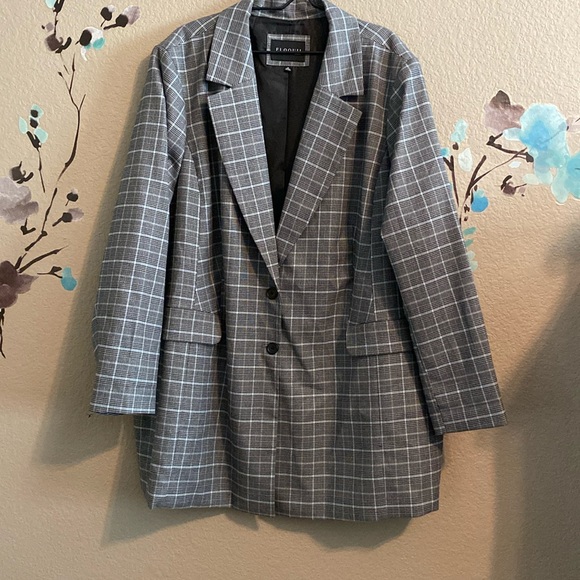Eloquii longline plaid blazer 28 - Picture 2 of 6